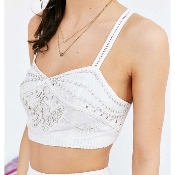 Two-Piece Set Beaded/Embellished Blouse & Skirt - Picture 2 of 8